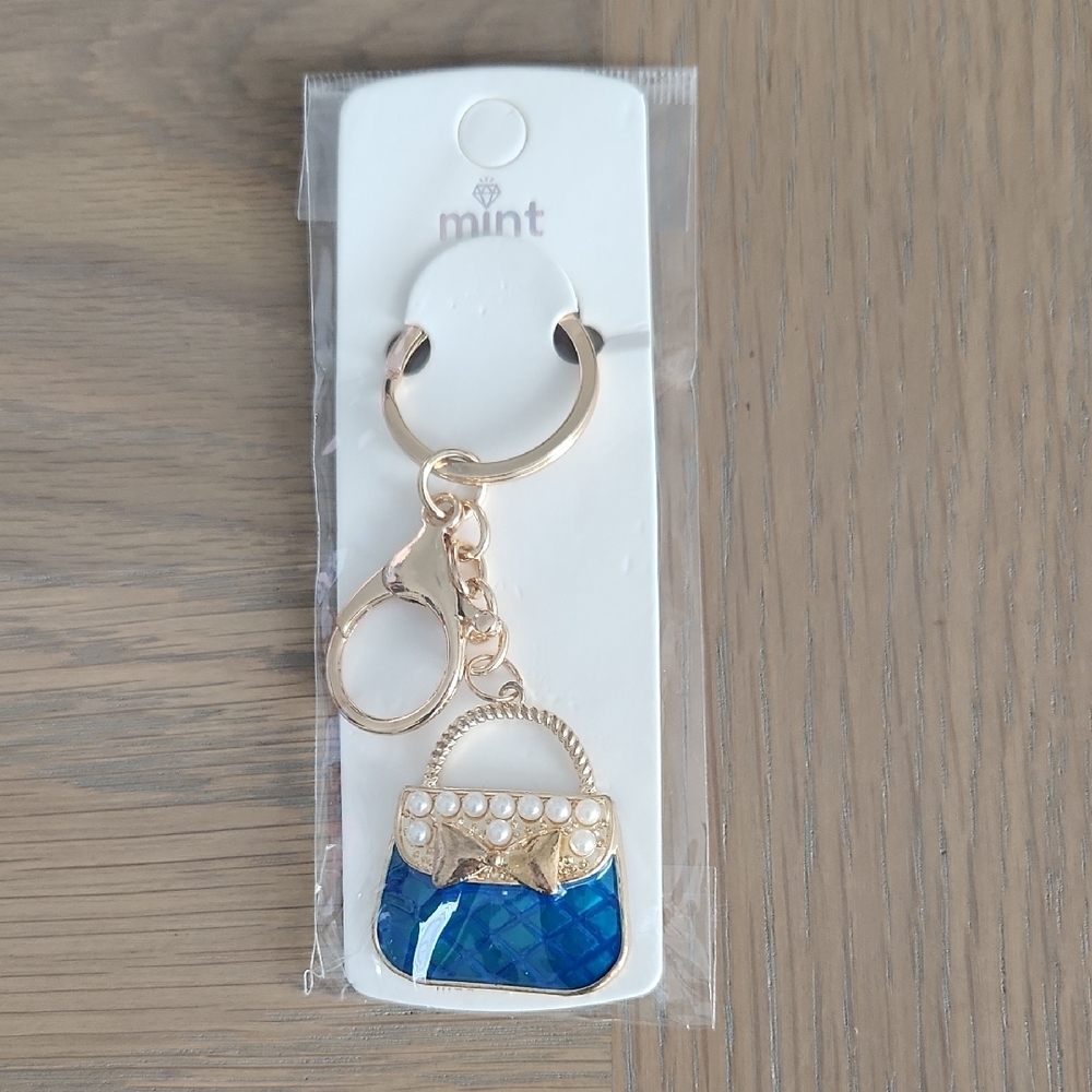 Mint Blue and Gold Keychain Accessory